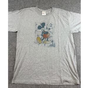 VINTAGE 90s Disney Store Mickey Mouse Shirt Mens Gray Graphic Cartoon Tee Large